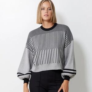 Philosophy Striped Puff Sleeve Sweater